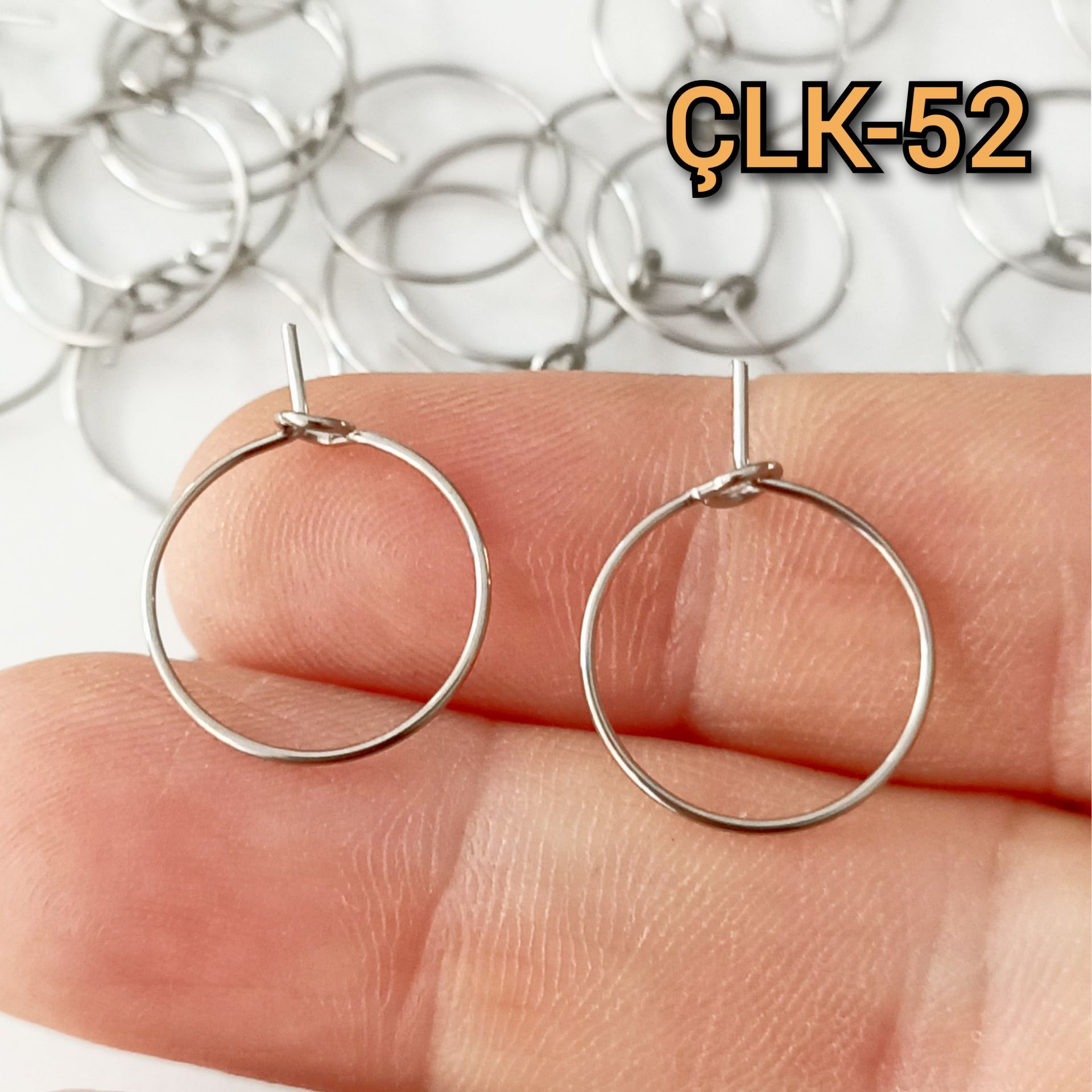ÇLK-52 A Kalite Gümüş Renk 316L Çelik Tel Küpe Halka 15 mm