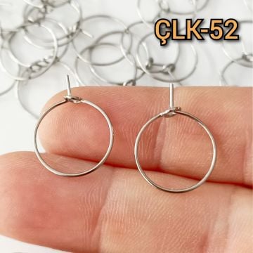 ÇLK-52 A Kalite Gümüş Renk 316L Çelik Tel Küpe Halka 15 mm