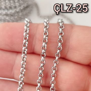 ÇLZ-25 Gümüş  Renk 304 Çelik Doç Zincir 3 mm
