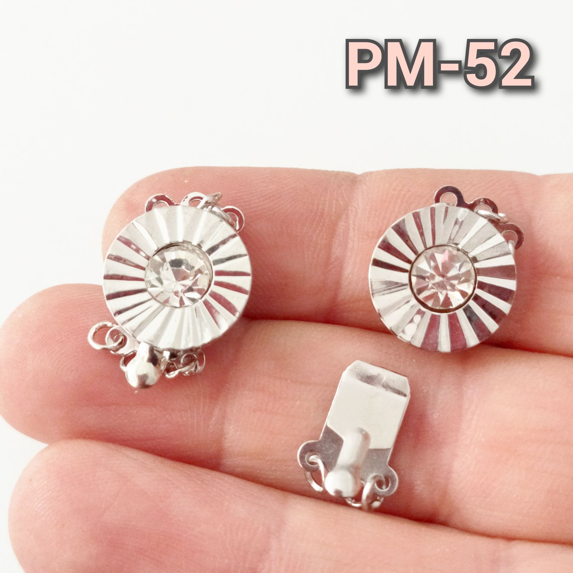 PM-52 3 Halkalı Gümüş Renk Taşlı Pirinç Geçmeli Kapama
