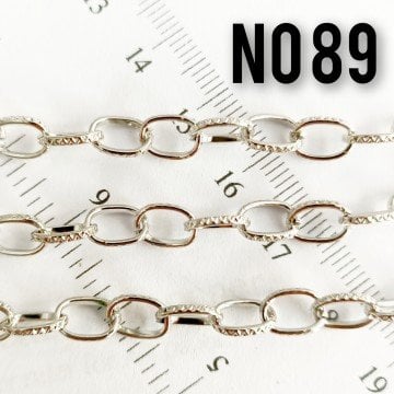 No : 089 Rodyum Kaplama Desenli Oval Zincir 9 x 6 mm