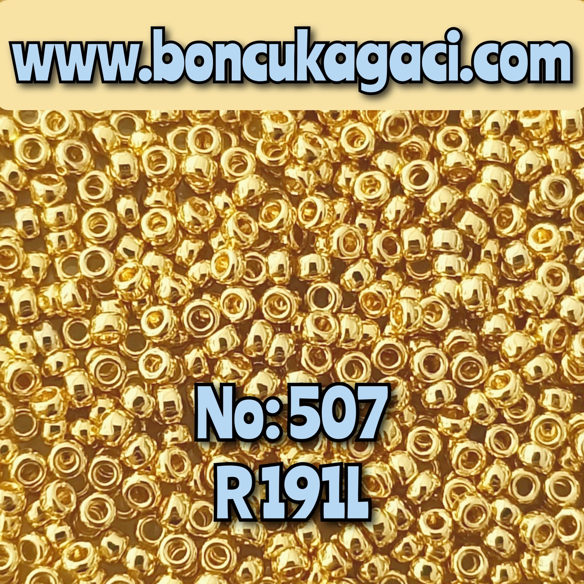 Miyuki Kum Boncuk , Miyuki Round Boncuk 15/0 No:507 R191L 24 Ayar Altın Kaplama Açık Ton 5 gr