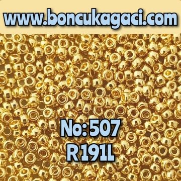 Miyuki Kum Boncuk , Miyuki Round Boncuk 15/0 No:507 R191L 24 Ayar Altın Kaplama Açık Ton 5 gr