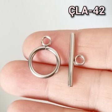 ÇLA-42 Gümüş Renk 316L Cerrahi Çelik T-Kilit 15 mm (büyük boy)