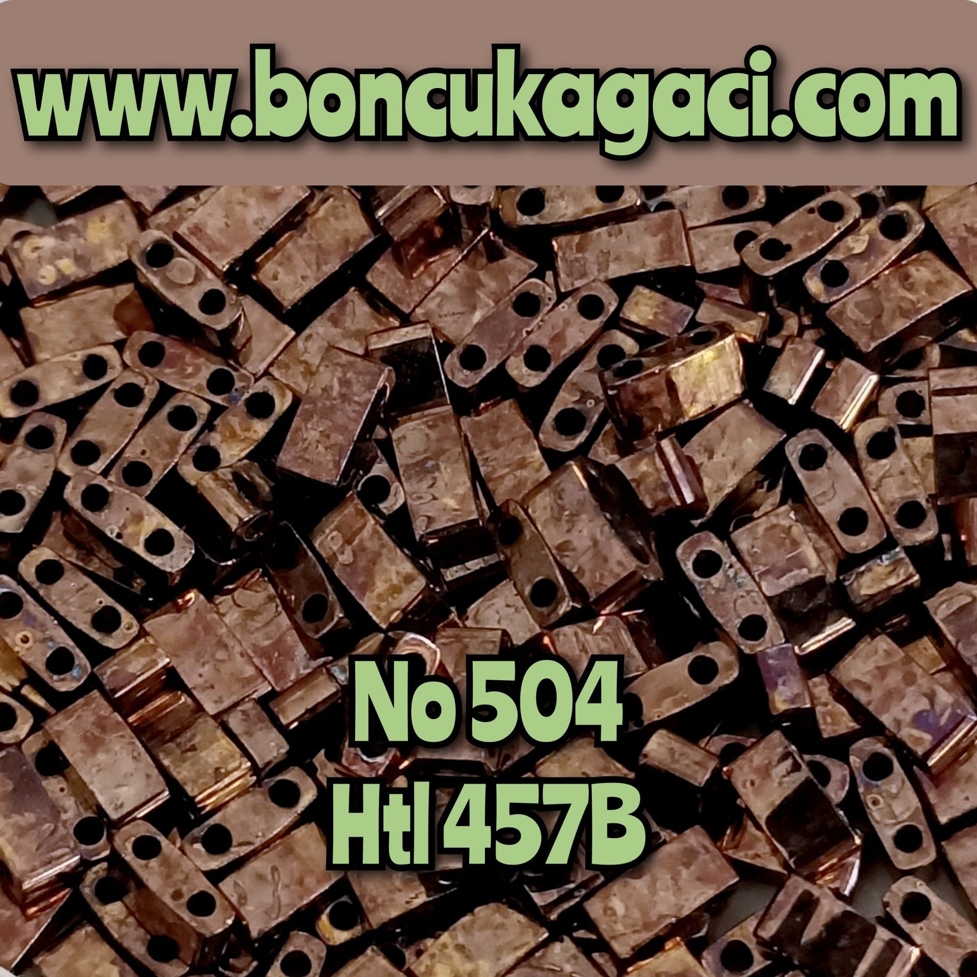 No:504 Miyuki Half-Tila , Half Tila Boncuk HTL 457B Metalik Hareli Kızıl Bakır 5 gr