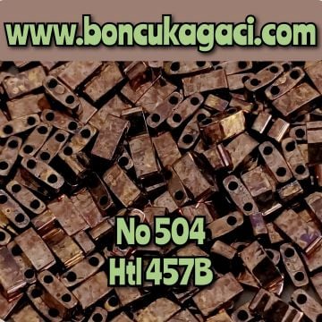 No:504 Miyuki Half-Tila , Half Tila Boncuk HTL 457B Metalik Hareli Kızıl Bakır 5 gr