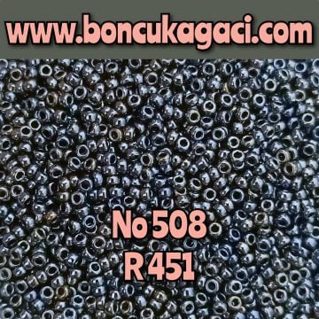 Miyuki Kum Boncuk , Miyuki Round Boncuk 15/0 No:508 R451 Opak Parlak Antrasit 5 gr