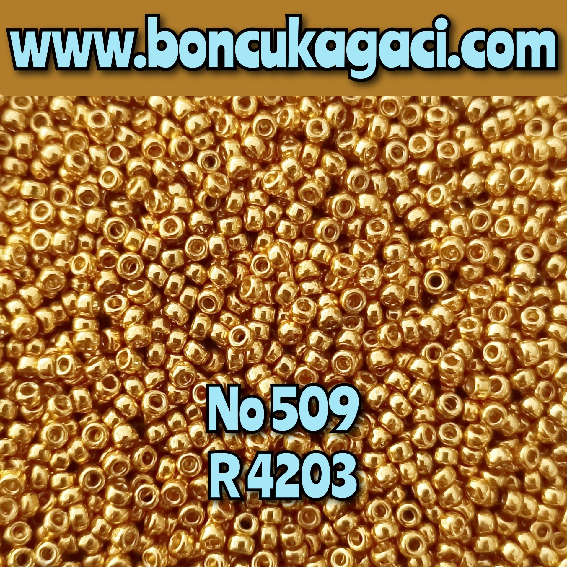 Miyuki Kum Boncuk , Miyuki Round Boncuk 15/0 No:509 R4203 Duracoat (Dayanıklı) Galvaniz Koyu Altın 5 gr