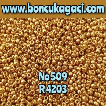Miyuki Kum Boncuk , Miyuki Round Boncuk 15/0 No:509 R4203 Duracoat (Dayanıklı) Galvaniz Koyu Altın 5 gr