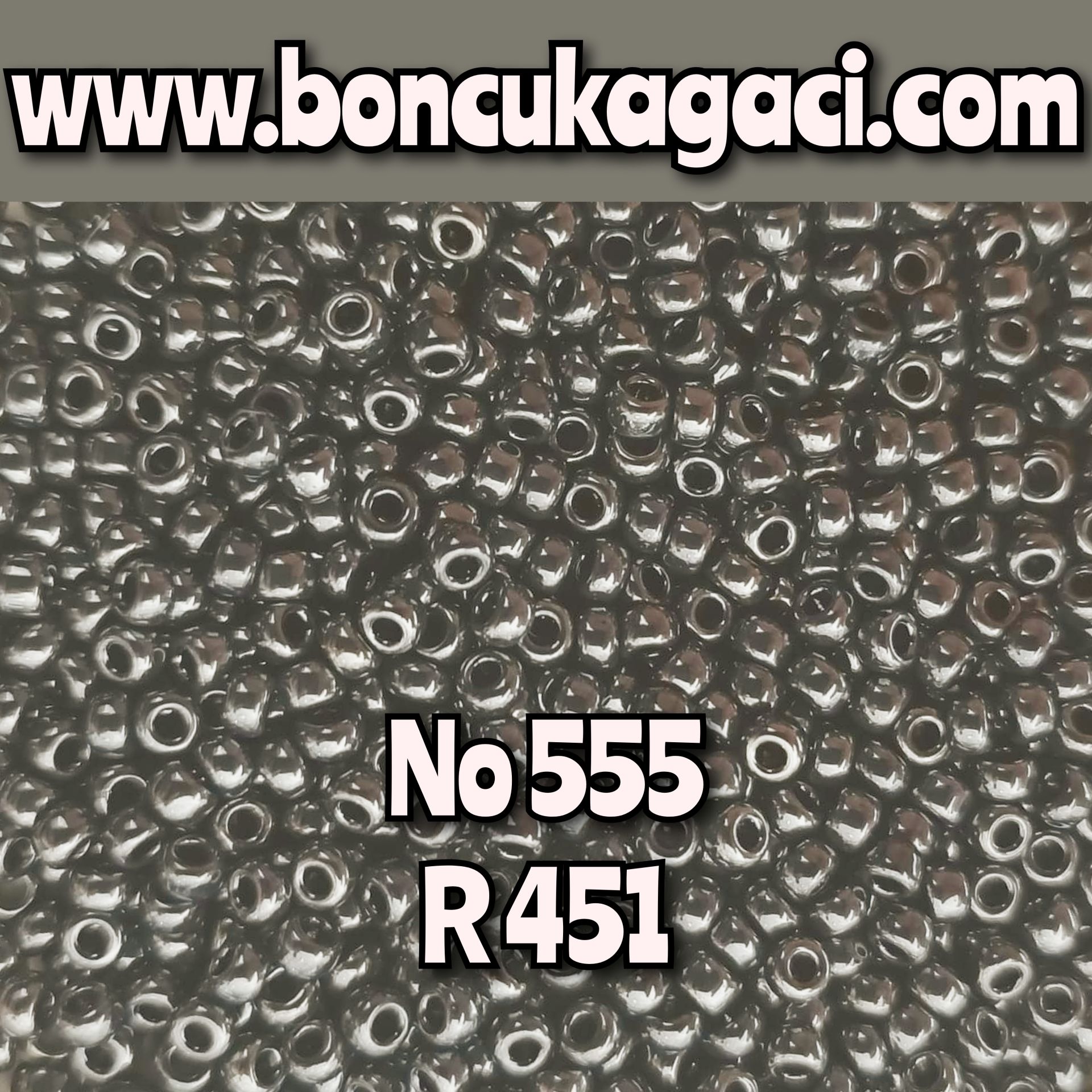 Miyuki Kum Boncuk , Miyuki Round Boncuk 11/0 No:555 R451 Opak Parlak Antrasit 10 gr