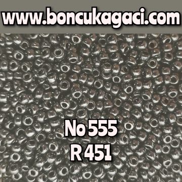 Miyuki Kum Boncuk , Miyuki Round Boncuk 11/0 No:555 R451 Opak Parlak Antrasit 10 gr