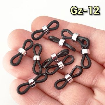 Gz-12 Rodyum Kaplamalı Siyah Gözlük Lastiği Büyük Boy
