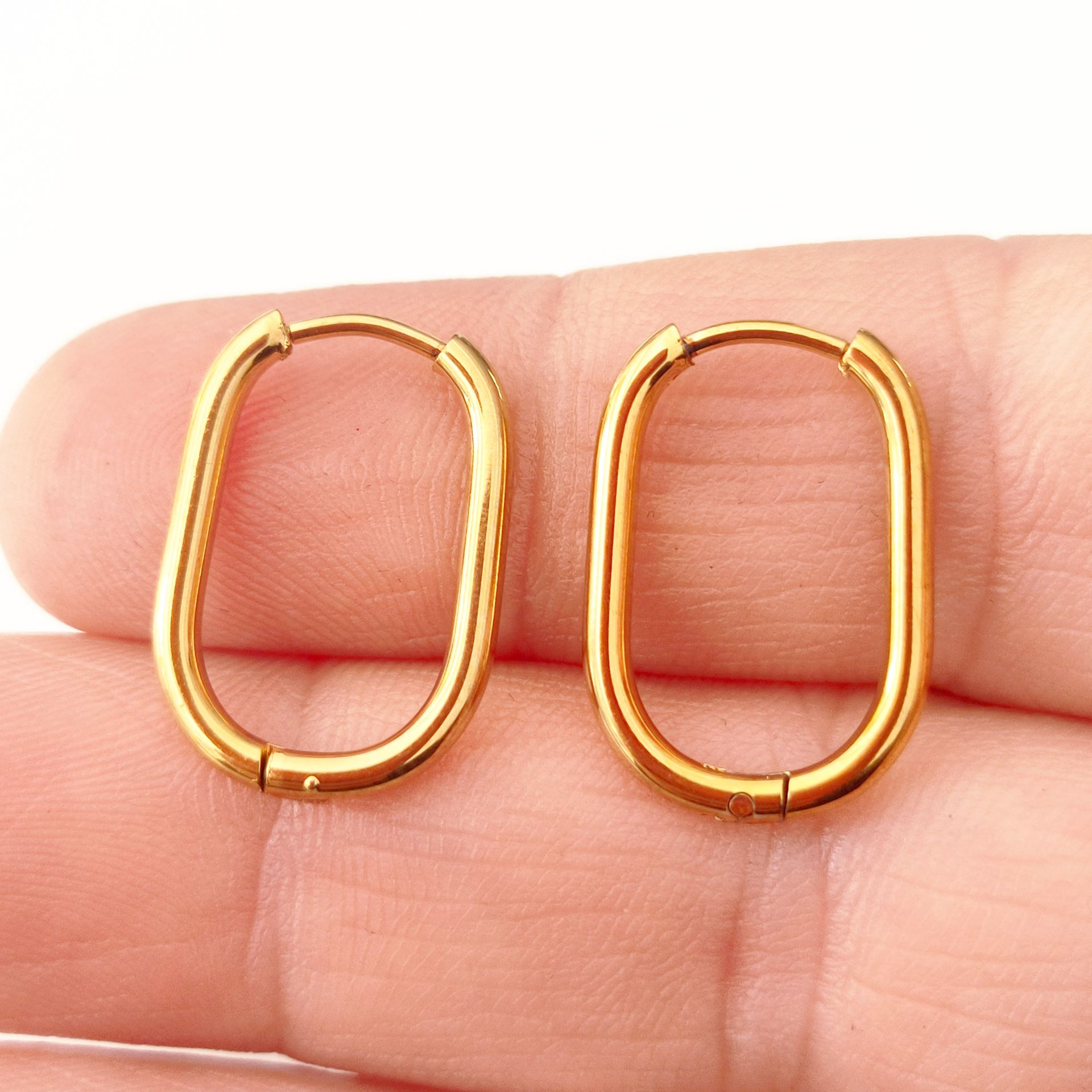 ÇLK-62 A Kalite Kaplama Altın Renk 316L Cerrahi Çelik Küpe Klipsi 20.5*14.5*1.9 mm