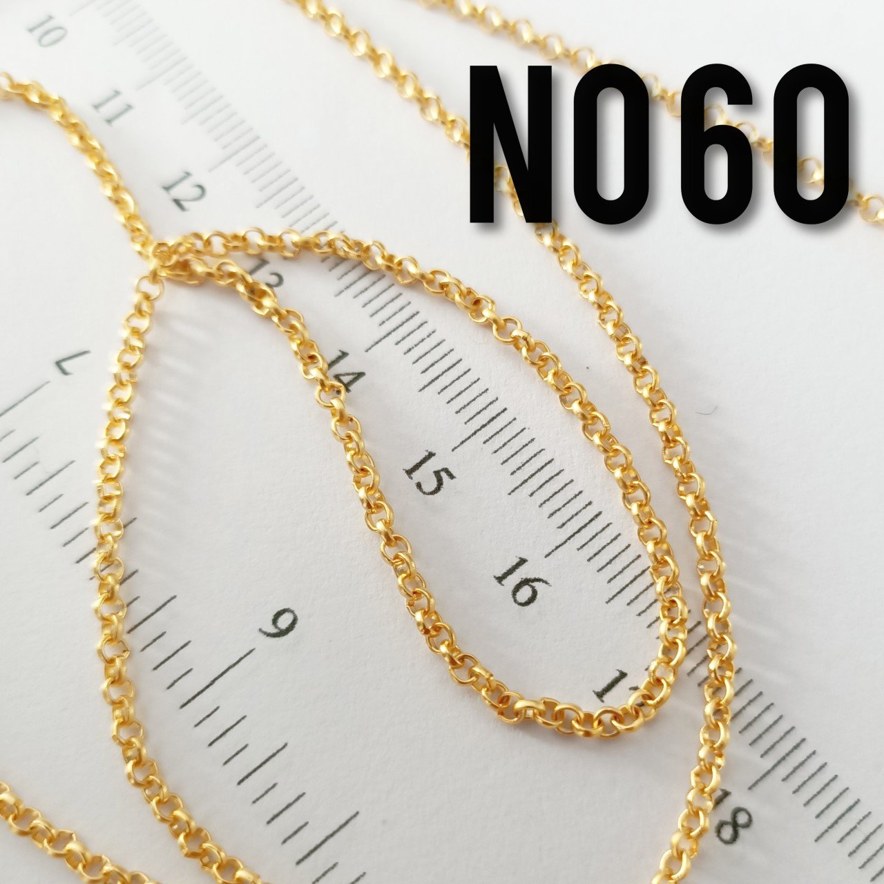 No : 060 Mat Altın Kaplama 2 mm Doc zincir