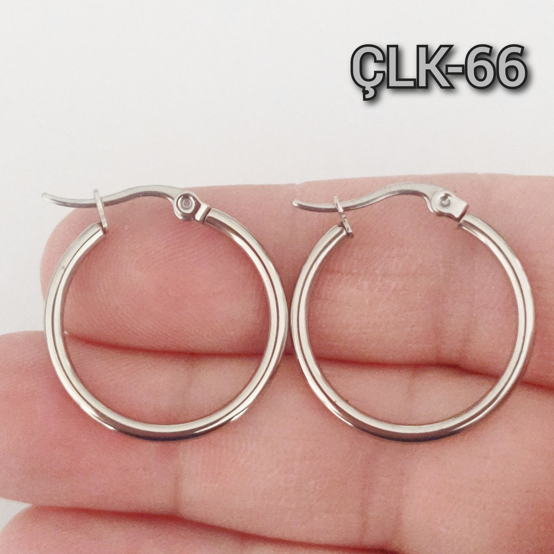 ÇLK-66 Gümüş Renk 316L Cerrahi Çelik Küpe Halka 25 mm