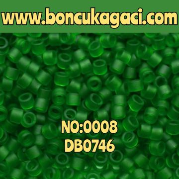 NO:008 Miyuki Boncuk 11/0 DB0746 Mat Şeffaf Yeşil