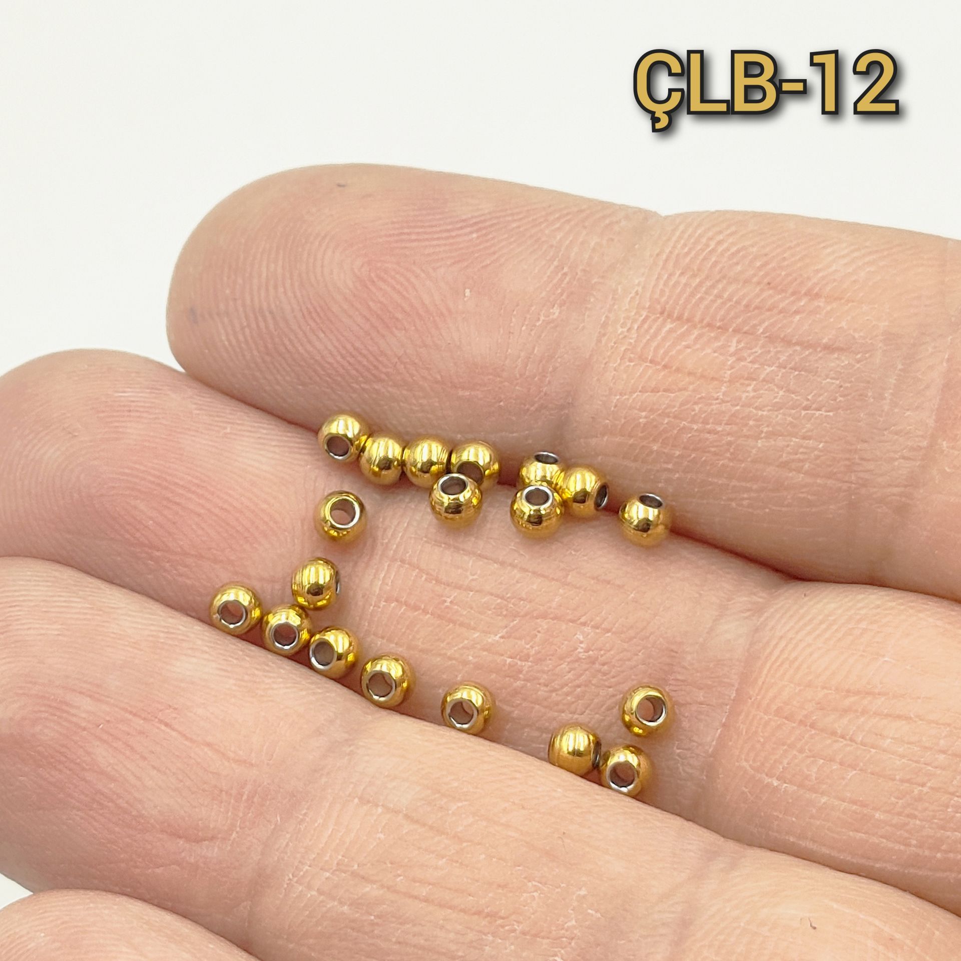 ÇLB-12 A Kalite Kaplama Altın Renk 316L Cerrahi Çelik Top Boncuk 3 mm