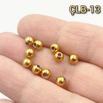 ÇLB-13 A Kalite Kaplama Altın Renk 316L Cerrahi Çelik Top Boncuk 5 mm