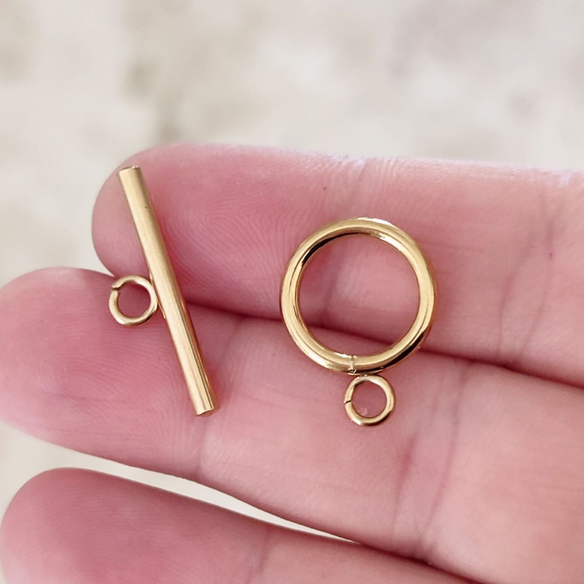 ÇLA-44 A Kalite Kaplama Altın Renk 316L Cerrahi Çelik T-Kilit 14 mm (büyük boy)