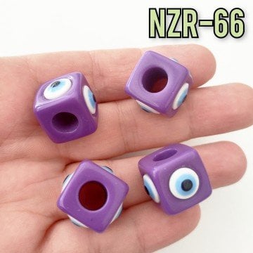 NZR-66 Büyük Boy Küp Akrilik Nazar Boncuğu Mor