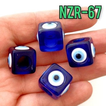 NZR-67 Büyük Boy Küp Akrilik Nazar Boncuğu Şeffaf Nazar Mavisi