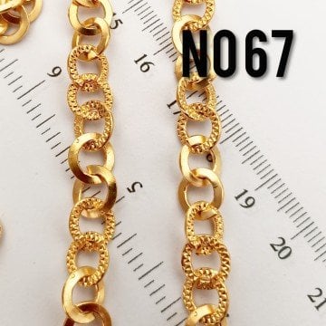 No : 067 Mat Altın Kaplama Desenli Halkalı Büyük Zincir