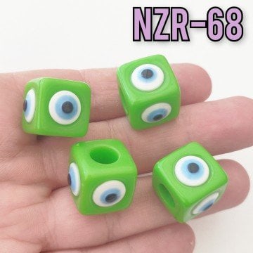 NZR-68 Büyük Boy Küp Akrilik Nazar Boncuğu Yeşil