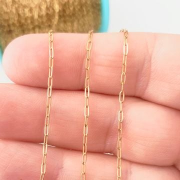 ÇLZ-31 A Kalite Kaplama Altın Renk 316L Cerrahi Çelik Mini Ataç Zincir