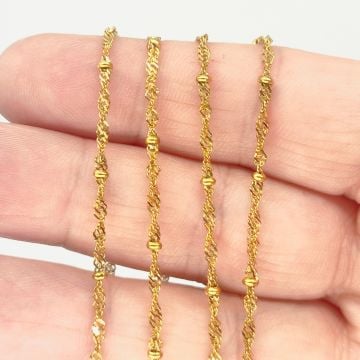 ÇLZ-32 A Kalite Kaplama Altın Renk 316L Cerrahi Çelik Singapur Zincir