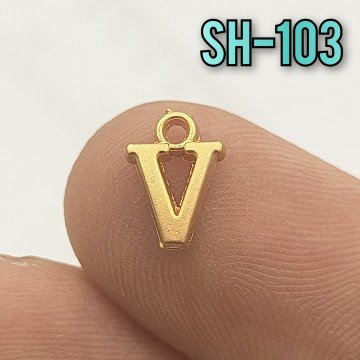 SH-103 24 Ayar Mat Altın Kaplama V Harf Sallantı