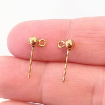 ÇLK-69 Altın Renk 316L Cerrahi Çelik Top Küpe Çivisi 4 mm