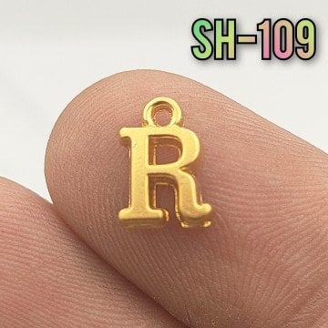 SH-109 24 Ayar Mat Altın Kaplama R Harf Sallantı