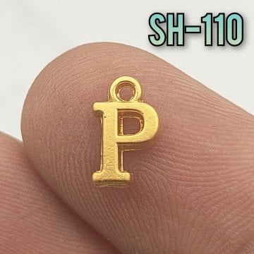 SH-110 24 Ayar Mat Altın Kaplama P Harf Sallantı