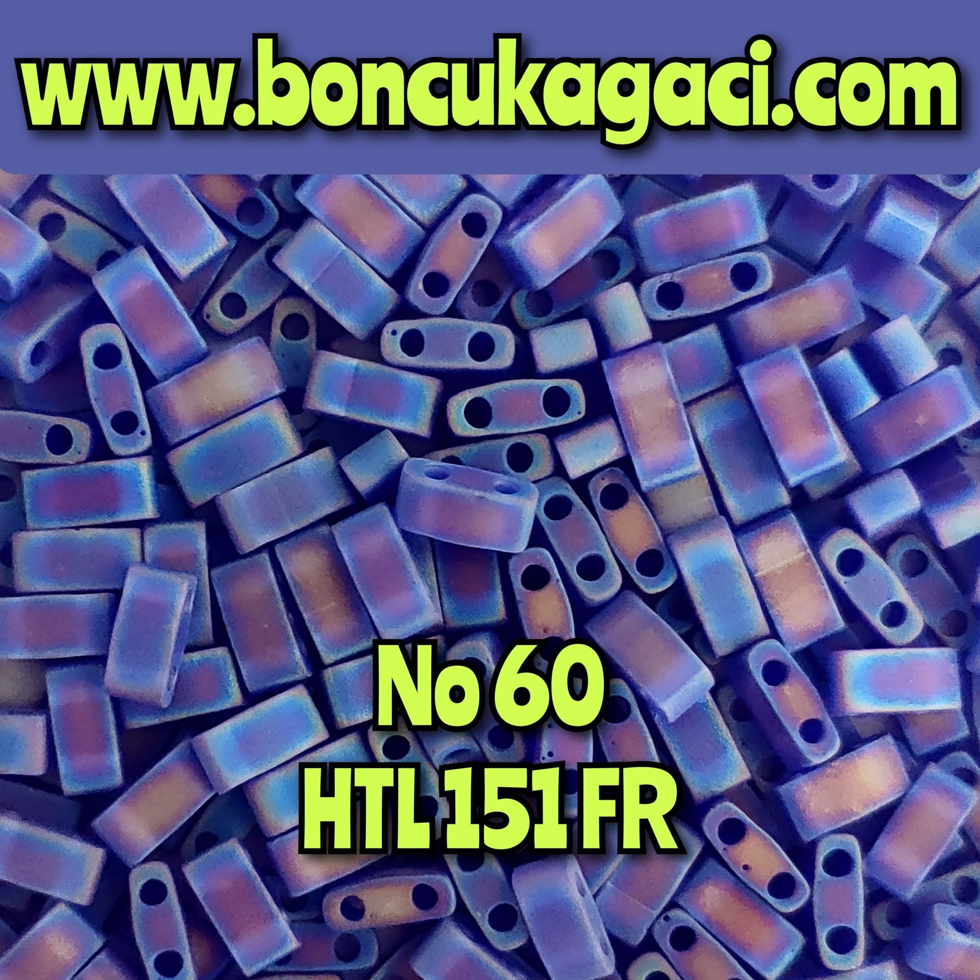 No:60 Miyuki Half-Tila , Half Tila Boncuk HTL 151fr Mat Yanar Döner Kobalt Mavi 5 gr