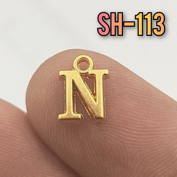 SH-113 24 Ayar Mat Altın Kaplama N Harf Sallantı