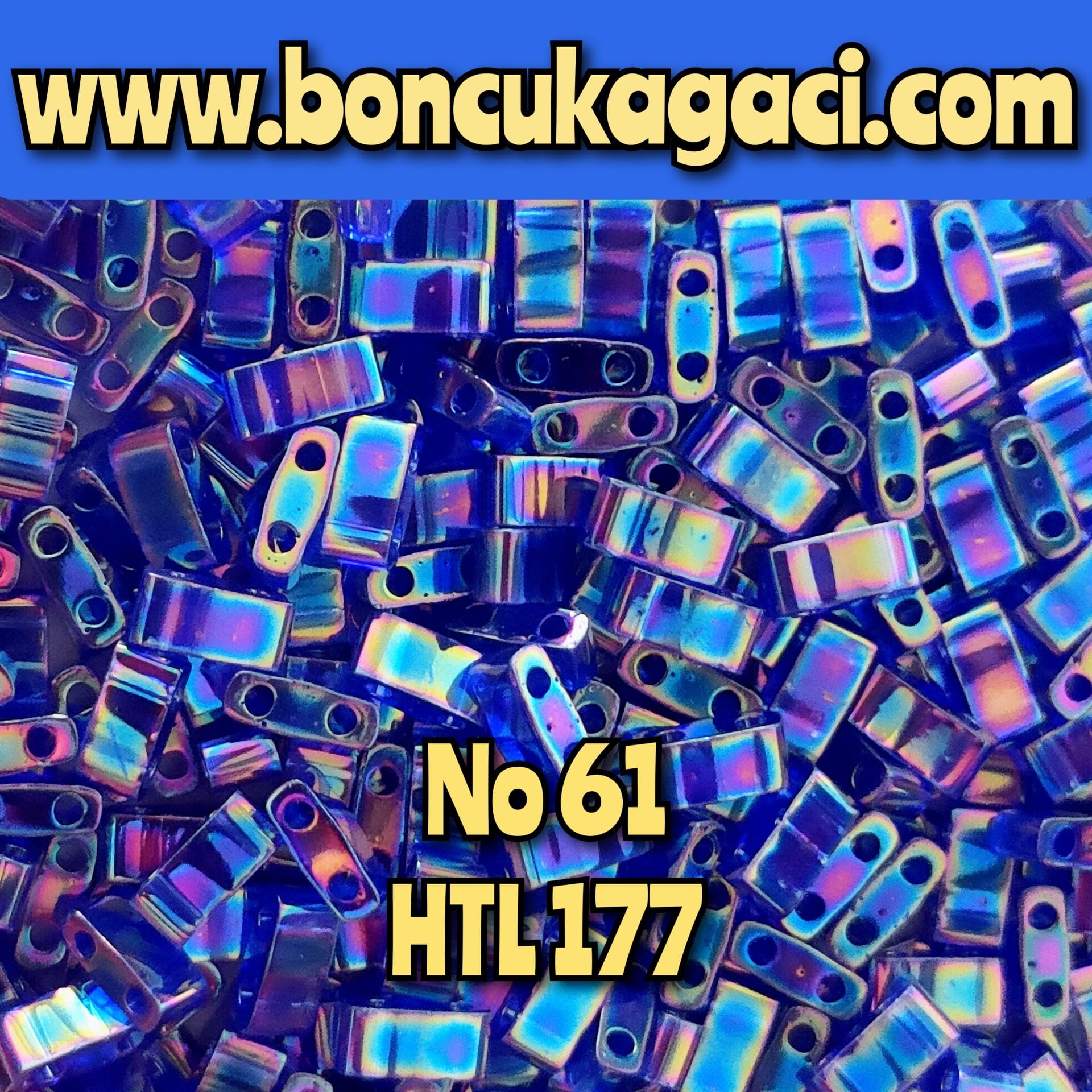 No:61 Miyuki Half-Tila , Half Tila Boncuk HTL 177 Yanar Döner Kobalt Mavi 5 gr