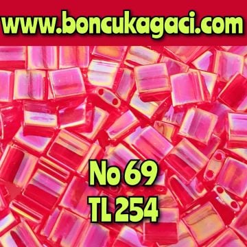 No: 69 Miyuki Boncuk , MİYUKİ TİLA  BONCUK TL254 Yanar Döner Yarı Şeffaf Kırmızı 5 gr