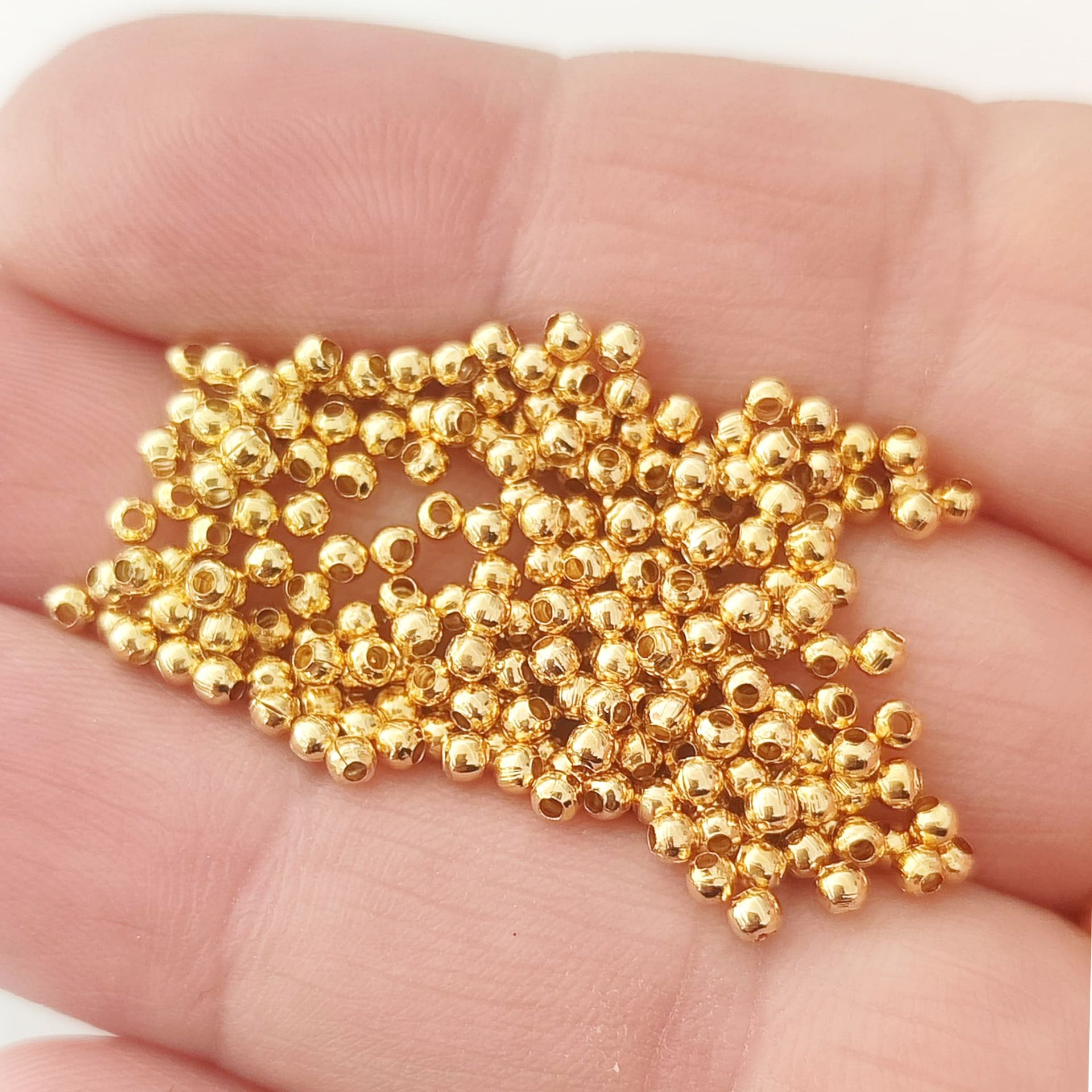 MTB-53 24 Ayar Altın Kaplama Demir Top Boncuk 2 mm