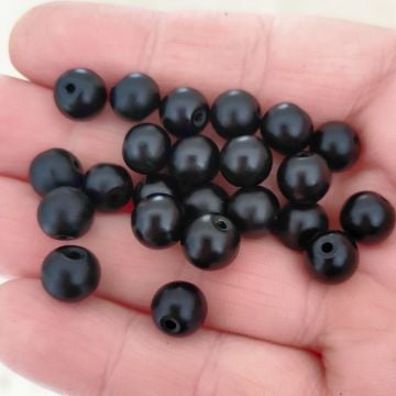 CB-04 Mat Siyah Taş Görünümlü Cam Boncuk - Bileklik Boncuğu 8 mm