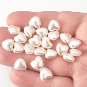 İNC-32 Krem Renk Kalp Barok İnci 9 mm