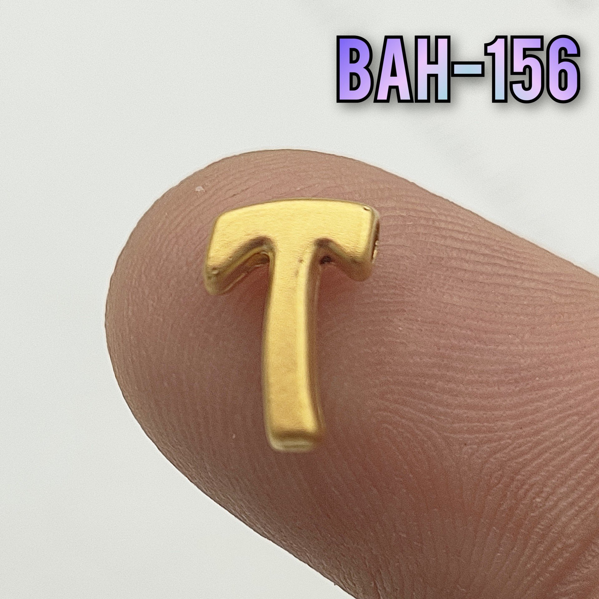 BAH-156 24 Ayar Mat Altın Kaplama T Harfi Boncuk