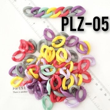 PLZ-05 Karışık Renk Plastik Zincir Boncuğu 17 x 24 mm