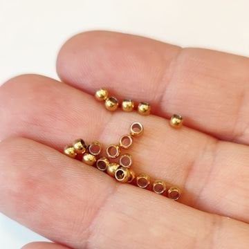 ÇLB-15 A Kalite Geniş Delik Altın Renk 316L Çelik Top Boncuk 3 mm