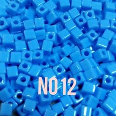 Miyuki 3 mm Küp Boncuk No:12 açık mavi opak  5 Gr