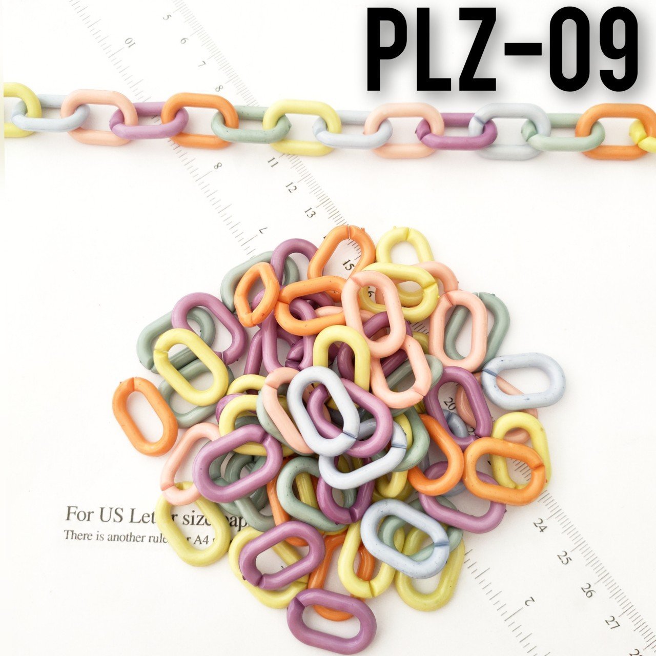 PLZ-09 Karışık Renk Plastik Zincir Boncuğu 16 x 24 mm