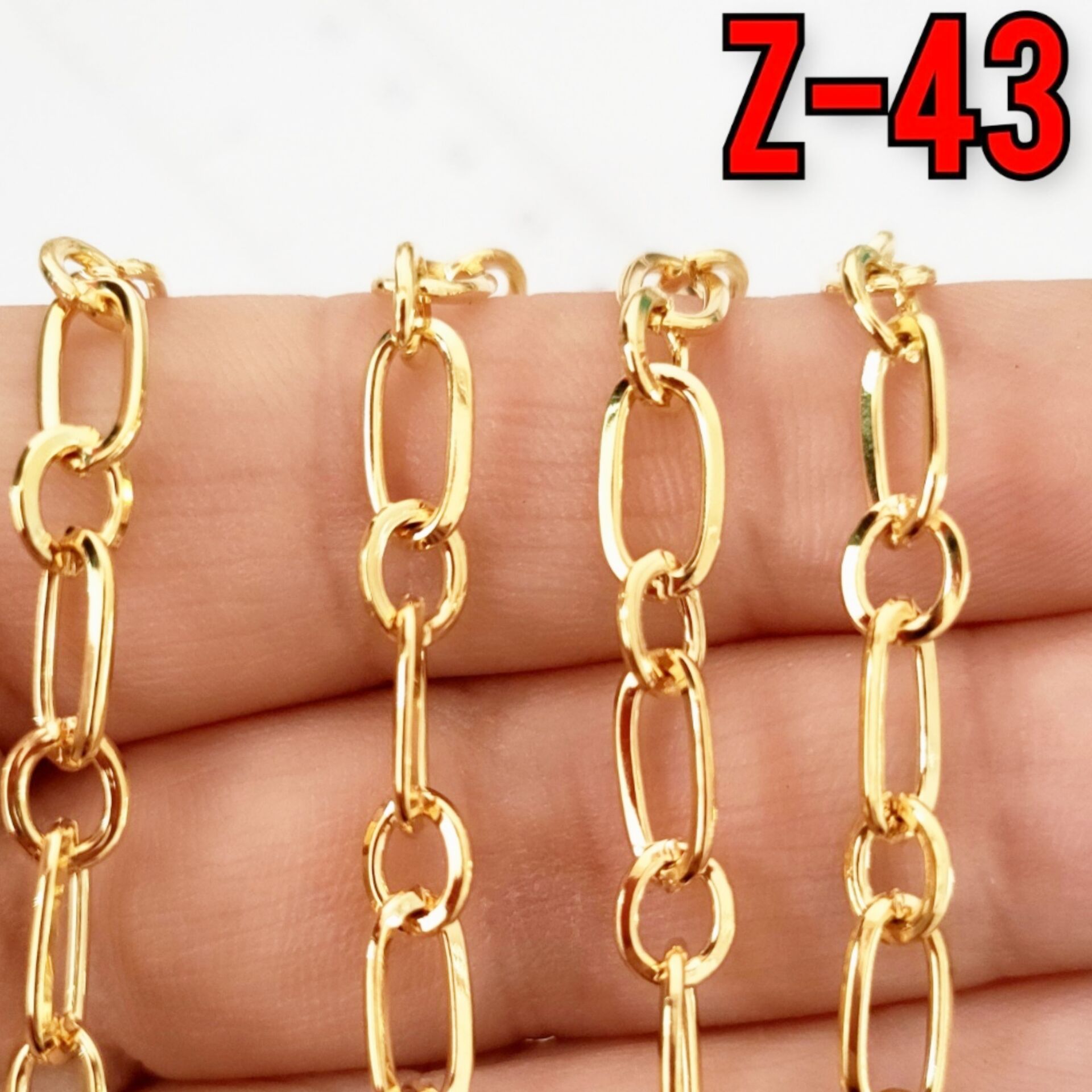 No : 043  24 Ayar Altın Kaplama Zincir 5.5 x 10.5 mm
