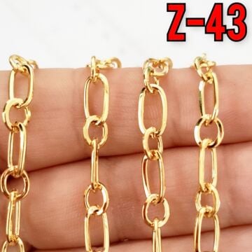 No : 043  24 Ayar Altın Kaplama Zincir 5.5 x 10.5 mm