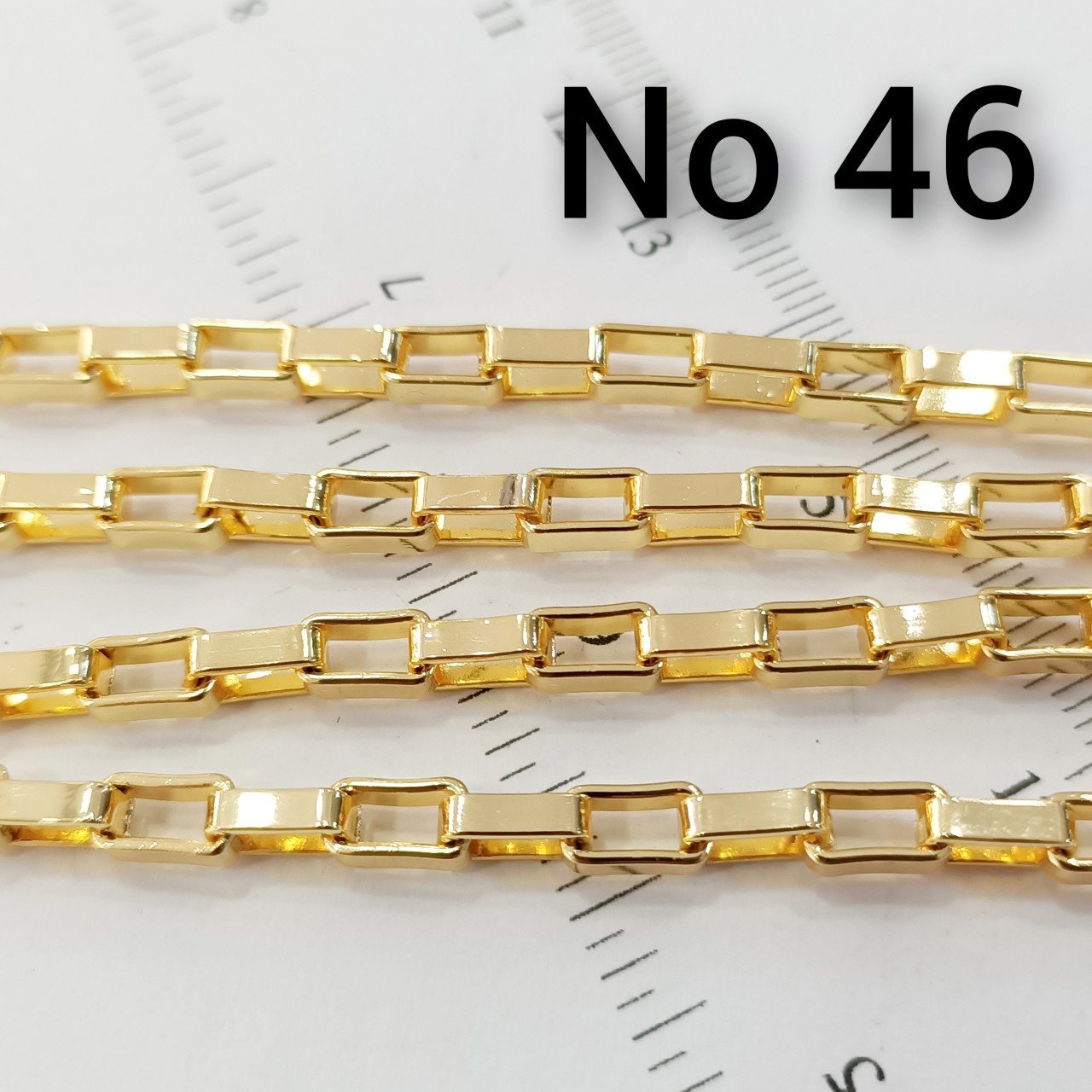 No : 046 Altın Kaplama Dikdörtgen Zincir 4 x 8 mm