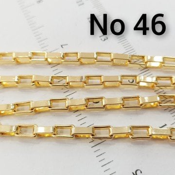 No : 046 Altın Kaplama Dikdörtgen Zincir 4 x 8 mm