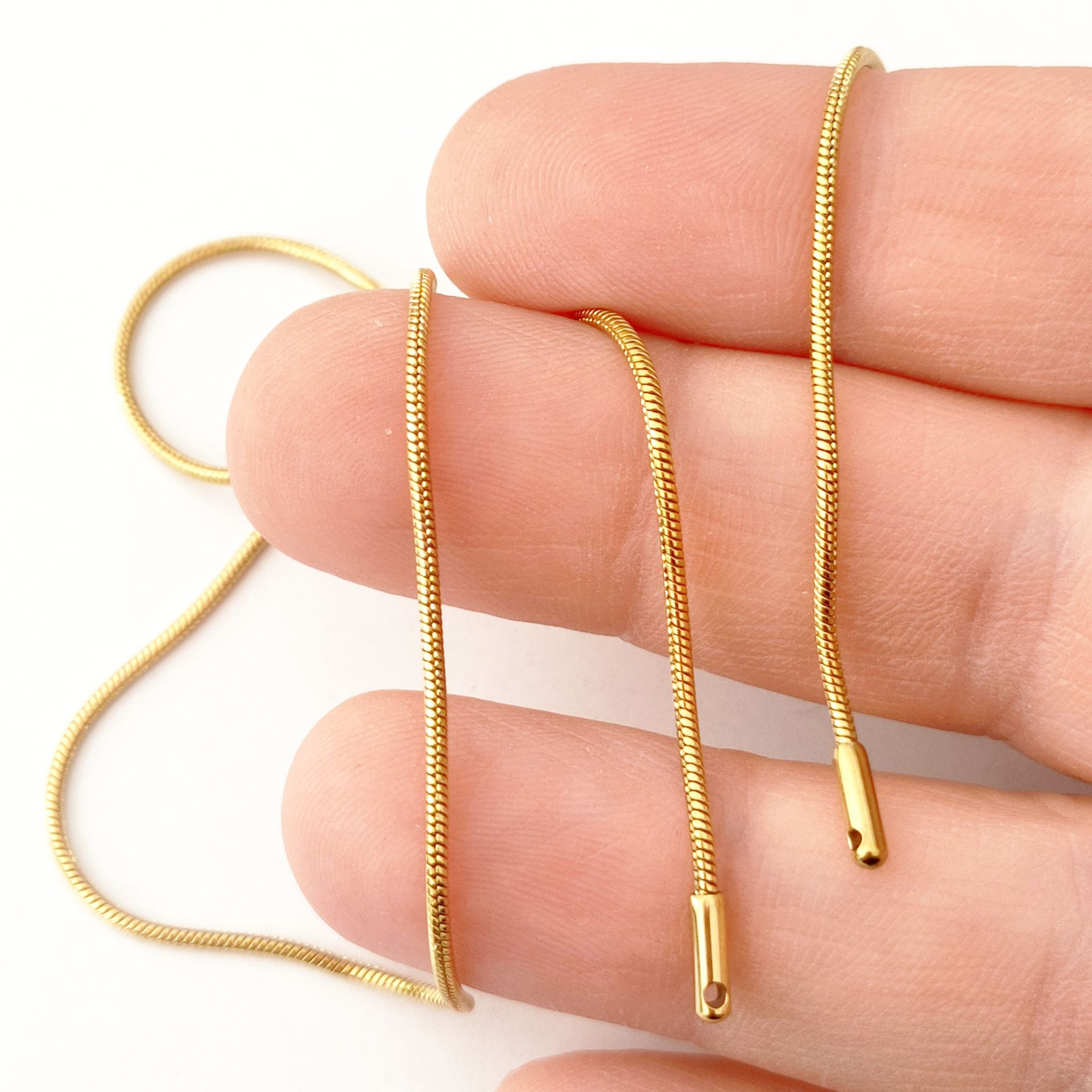 ÇLZ-54 A Kalite Kaplama Altın Renk 316L Çelik Yılan Yarı Hazır Kolye Zinciri